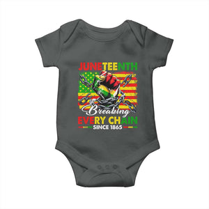 Juneteenth Breaking Every Chain Since 1865 Baby Onesie Hand Fist Freedom TS11 Dark Heather Print Your Wear