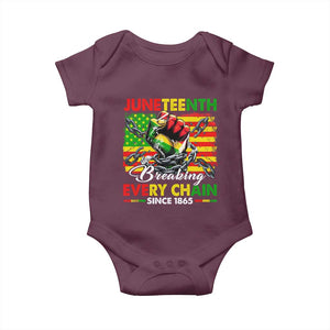 Juneteenth Breaking Every Chain Since 1865 Baby Onesie Hand Fist Freedom TS11 Maroon Print Your Wear