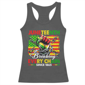 Juneteenth Breaking Every Chain Since 1865 Racerback Tank Top Hand Fist Freedom TS11 Dark Heather Print Your Wear