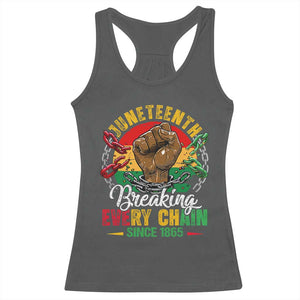 Juneteenth Breaking Every Chain Since 1865 Racerback Tank Top Retro Vintage TS10 Dark Heather Print Your Wear
