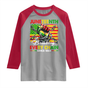 Juneteenth Breaking Every Chain Since 1865 Raglan Shirt Hand Fist Freedom TS11 Sport Gray Red Print Your Wear