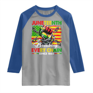 Juneteenth Breaking Every Chain Since 1865 Raglan Shirt Hand Fist Freedom TS11 Sport Gray Royal Print Your Wear