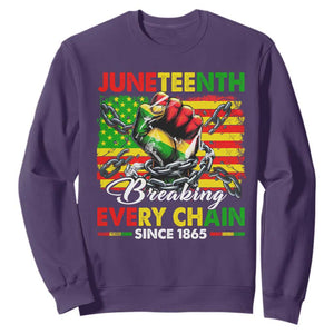 Juneteenth Breaking Every Chain Since 1865 Sweatshirt Hand Fist Freedom TS11 Purple Print Your Wear