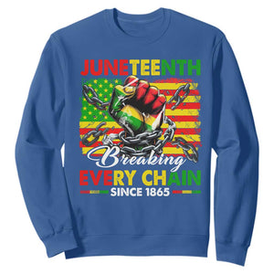 Juneteenth Breaking Every Chain Since 1865 Sweatshirt Hand Fist Freedom TS11 Royal Blue Print Your Wear