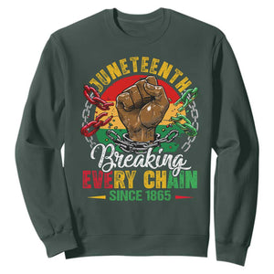 Juneteenth Breaking Every Chain Since 1865 Sweatshirt Retro Vintage TS10 Dark Forest Green Print Your Wear