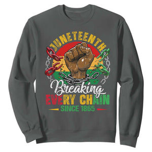 Juneteenth Breaking Every Chain Since 1865 Sweatshirt Retro Vintage TS10 Dark Heather Print Your Wear