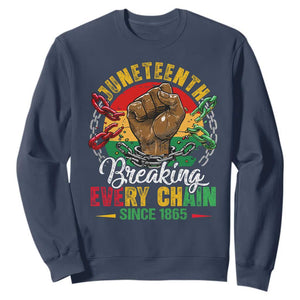 Juneteenth Breaking Every Chain Since 1865 Sweatshirt Retro Vintage TS10 Navy Print Your Wear