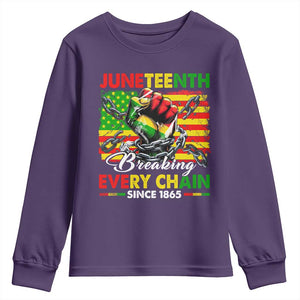 Juneteenth Breaking Every Chain Since 1865 Youth Sweatshirt Hand Fist Freedom TS11 Purple Print Your Wear