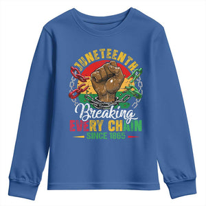 Juneteenth Breaking Every Chain Since 1865 Youth Sweatshirt Retro Vintage TS10 Royal Blue Print Your Wear