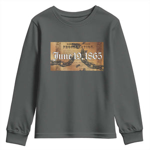 Juneteenth Emancipation Proclamation End of Slavery Youth Sweatshirt Black Freedom History TS10 Dark Heather Print Your Wear