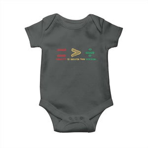 Juneteenth Equality Is Greater Than Division Baby Onesie Equal Rights Math Symbol TS11 Dark Heather Print Your Wear