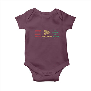 Juneteenth Equality Is Greater Than Division Baby Onesie Equal Rights Math Symbol TS11 Maroon Print Your Wear