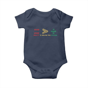 Juneteenth Equality Is Greater Than Division Baby Onesie Equal Rights Math Symbol TS11 Navy Print Your Wear