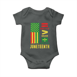 Juneteenth Equality Is Greater Than Division Baby Onesie Juneteenth American Flag TS11 Dark Heather Print Your Wear