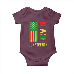 Juneteenth Equality Is Greater Than Division Baby Onesie Juneteenth American Flag TS11 Maroon Print Your Wear
