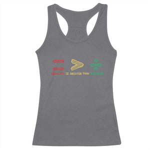 Juneteenth Equality Is Greater Than Division Racerback Tank Top Equal Rights Math Symbol TS11 Charcoal Print Your Wear