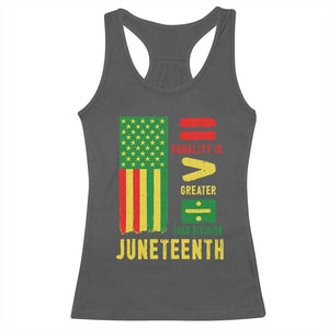 Juneteenth Equality Is Greater Than Division Racerback Tank Top Juneteenth American Flag TS11 Dark Heather Print Your Wear