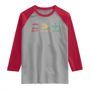 Juneteenth Equality Is Greater Than Division Raglan Shirt Equal Rights Math Symbol TS11 Sport Gray Red Print Your Wear
