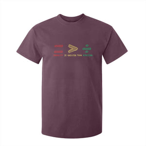 Juneteenth Equality Is Greater Than Division T Shirt For Kid Equal Rights Math Symbol TS11 Maroon Print Your Wear