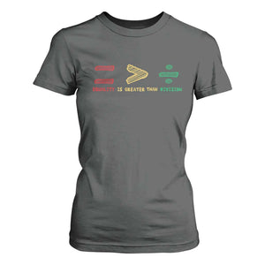 Juneteenth Equality Is Greater Than Division T Shirt For Women Equal Rights Math Symbol TS11 Dark Heather Print Your Wear