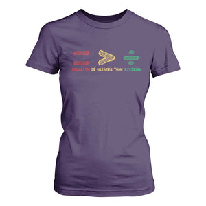 Juneteenth Equality Is Greater Than Division T Shirt For Women Equal Rights Math Symbol TS11 Purple Print Your Wear
