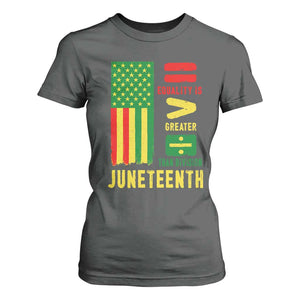 Juneteenth Equality Is Greater Than Division T Shirt For Women Juneteenth American Flag TS11 Dark Heather Print Your Wear
