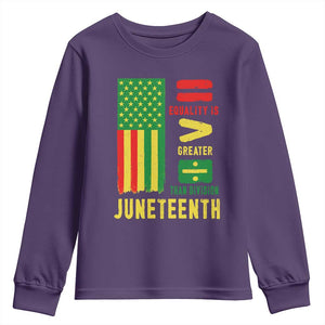 Juneteenth Equality Is Greater Than Division Youth Sweatshirt Juneteenth American Flag TS11 Purple Print Your Wear