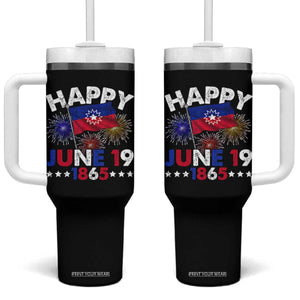Juneteenth Flag Tumbler With Handle Black Freedom Black History June 19 1865 TS10 One Size: 40 oz Black Print Your Wear