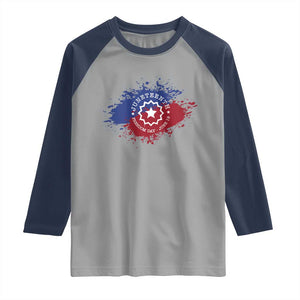 Juneteenth Freedom Day June 19 1865 Raglan Shirt Juneteenth Flag TS11 Sport Gray Navy Print Your Wear