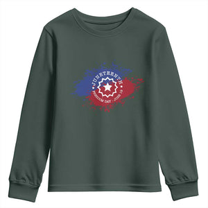 Juneteenth Freedom Day June 19 1865 Youth Sweatshirt Juneteenth Flag TS11 Dark Forest Green Print Your Wear