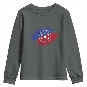 Juneteenth Freedom Day June 19 1865 Youth Sweatshirt Juneteenth Flag TS11 Dark Heather Print Your Wear
