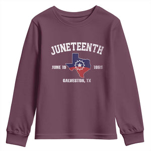 Juneteenth Galveston Texas Youth Sweatshirt Juneteenth Flag African American History TS11 Maroon Print Your Wear