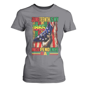 Juneteenth Is My Independence Day T Shirt For Women Black Pride American Flag TS11 Charcoal Print Your Wear