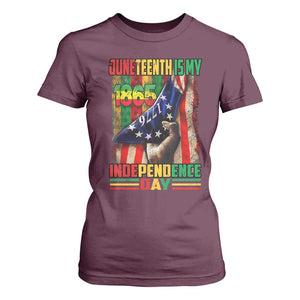 Juneteenth Is My Independence Day T Shirt For Women Black Pride American Flag TS11 Maroon Print Your Wear