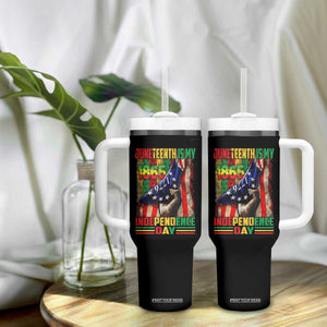 Juneteenth Is My Independence Day Tumbler With Handle Black Pride American Flag TS11 Print Your Wear