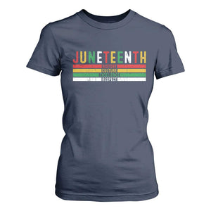 Juneteenth T Shirt For Women Black History Culture Excellence Respect Retro Vintage TS10 Navy Print Your Wear