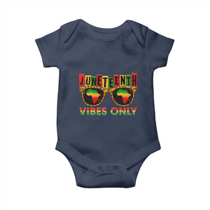 Juneteenth Vibes Only Baby Onesie Afro Pride Sunglasses Black History Celebration TS02 Navy Print Your Wear