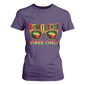Juneteenth Vibes Only T Shirt For Women Afro Pride Sunglasses Black History Celebration TS02 Purple Print Your Wear