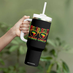 Juneteenth Vibes Only Tumbler With Handle Afro Pride Sunglasses Black History Celebration TS02 Print Your Wear