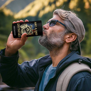 Just A Dad Who Always Came Back With The Milk 4 in 1 Can Cooler Tumbler Raccoon American Flag Father's Day TS10 Print Your Wear