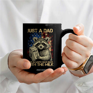 Just A Dad Who Always Came Back With The Milk Coffee Mug Raccoon American Flag Father's Day TS10 Print Your Wear