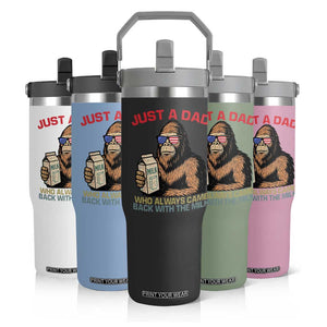 Just A Dad Who Always Came Back With The Milk Flip Straw Tumbler Funny Fathers Day Bigfoot Sasquatch Lovers TS10 Print Your Wear