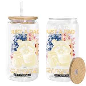 Just A Dad Who Always Came Back With The Milk Glass Can Raccoon American Flag Father's Day TS10 Black Print Your Wear