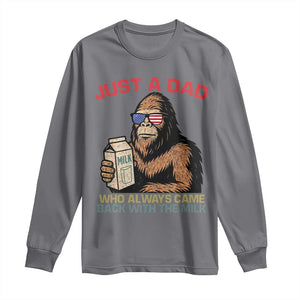 Just A Dad Who Always Came Back With The Milk Long Sleeve Shirt Funny Fathers Day Bigfoot Sasquatch Lovers TS10 Charcoal Print Your Wear