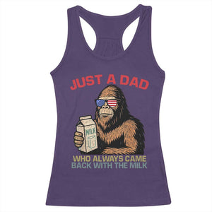Just A Dad Who Always Came Back With The Milk Racerback Tank Top Funny Fathers Day Bigfoot Sasquatch Lovers TS10 Purple Print Your Wear