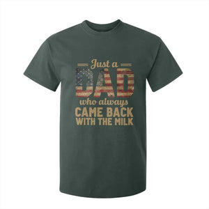 Just A Dad Who Always Came Back With The Milk T Shirt For Kid Retro American Flag TS10 Dark Forest Green Print Your Wear