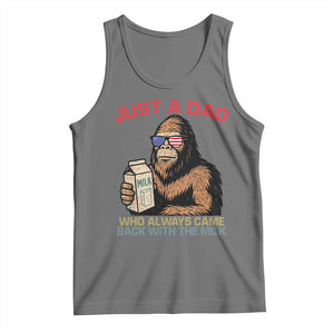 Just A Dad Who Always Came Back With The Milk Tank Top Funny Fathers Day Bigfoot Sasquatch Lovers TS10 Black Heather Print Your Wear