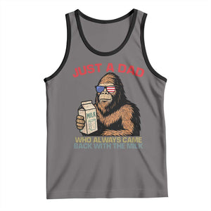 Just A Dad Who Always Came Back With The Milk Tank Top Funny Fathers Day Bigfoot Sasquatch Lovers TS10 Deep Heather Black Print Your Wear