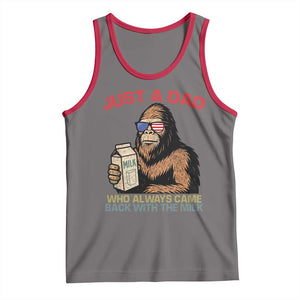 Just A Dad Who Always Came Back With The Milk Tank Top Funny Fathers Day Bigfoot Sasquatch Lovers TS10 Deep Heather Red Print Your Wear