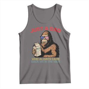 Just A Dad Who Always Came Back With The Milk Tank Top Funny Fathers Day Bigfoot Sasquatch Lovers TS10 Deep Heather Print Your Wear